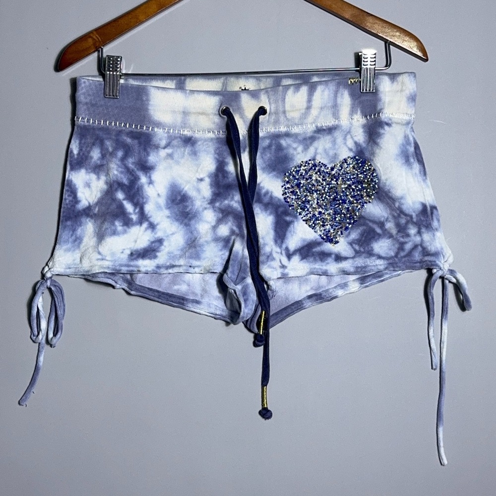 Twisted Heart Y2K Low Rise Booty Shorts Womens Size Medium Tie Dye Velour